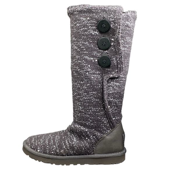 UGG Women's Cardy Gray Metallic Pull On Winter Boot Size US 7 - Picture 3 of 10